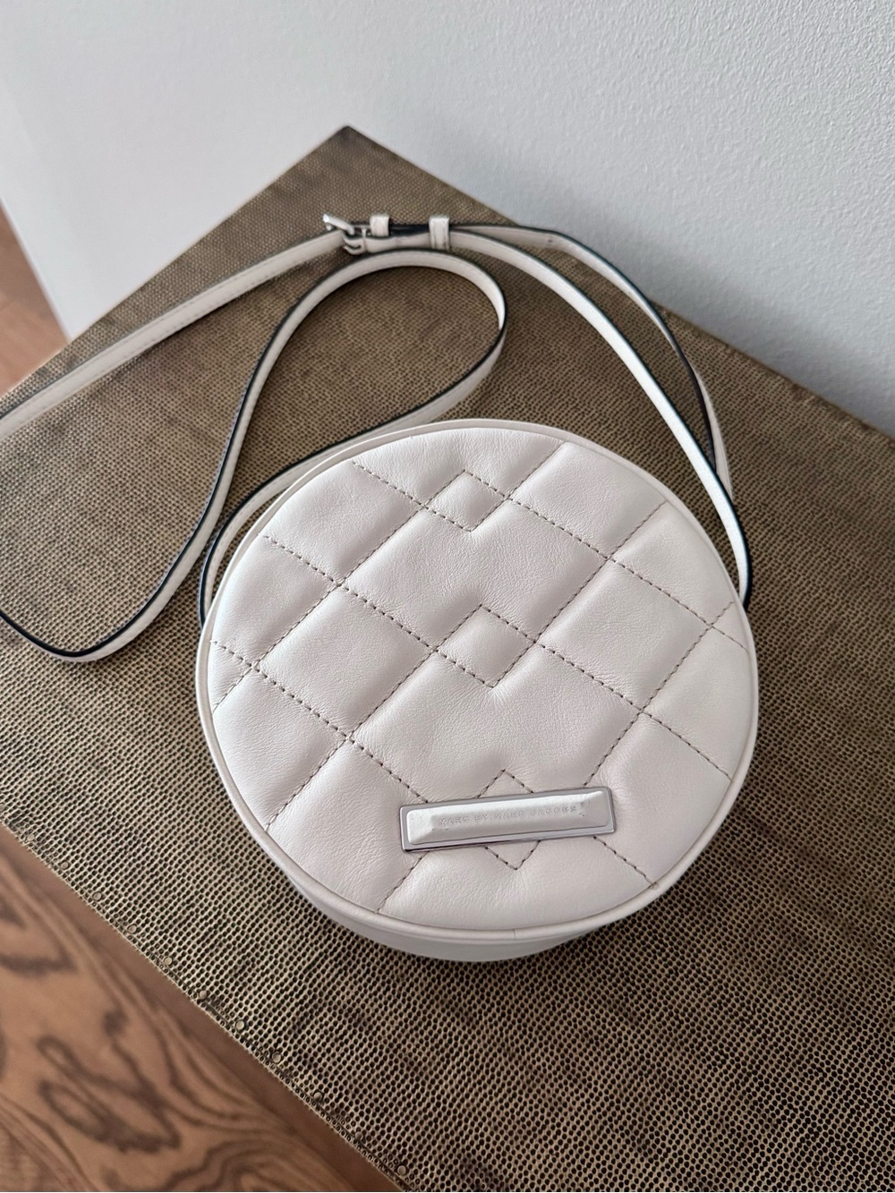 Marc By Marc Jacobs Cream Quilted Round Crossbody Bag